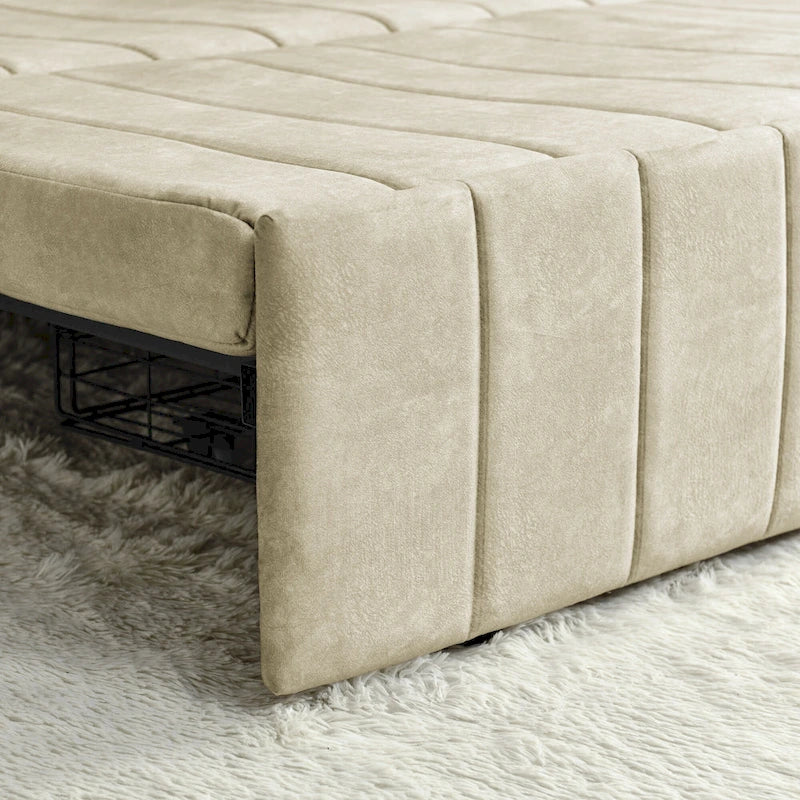3 in 1 Pull-Out Sleeper Sofa Bed,Modern Convertible 3 Seats Lounge Futon Sofabed with Rolled Arms Decorated with Copper Nails