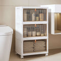 3 Tier Bathroom Storage Cabinet Storage Bins with Lid Stackable Storage Boxes Foldable Storage Organizers