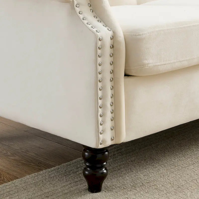 2-Pieces 6-Seat Velvet Chesterfield Sofa Set (Two 3-Seaters) with Tufted Back & Nailhead Trim