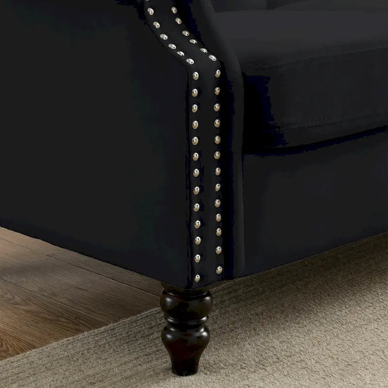 2-Pieces 6-Seat Velvet Chesterfield Sofa Set (Two 3-Seaters) with Tufted Back & Nailhead Trim