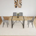 Mid Century Wooden Kitchen Table Set Small Apartment Dining Table and Chair Sets with Metal Base and Legs for Kitchen