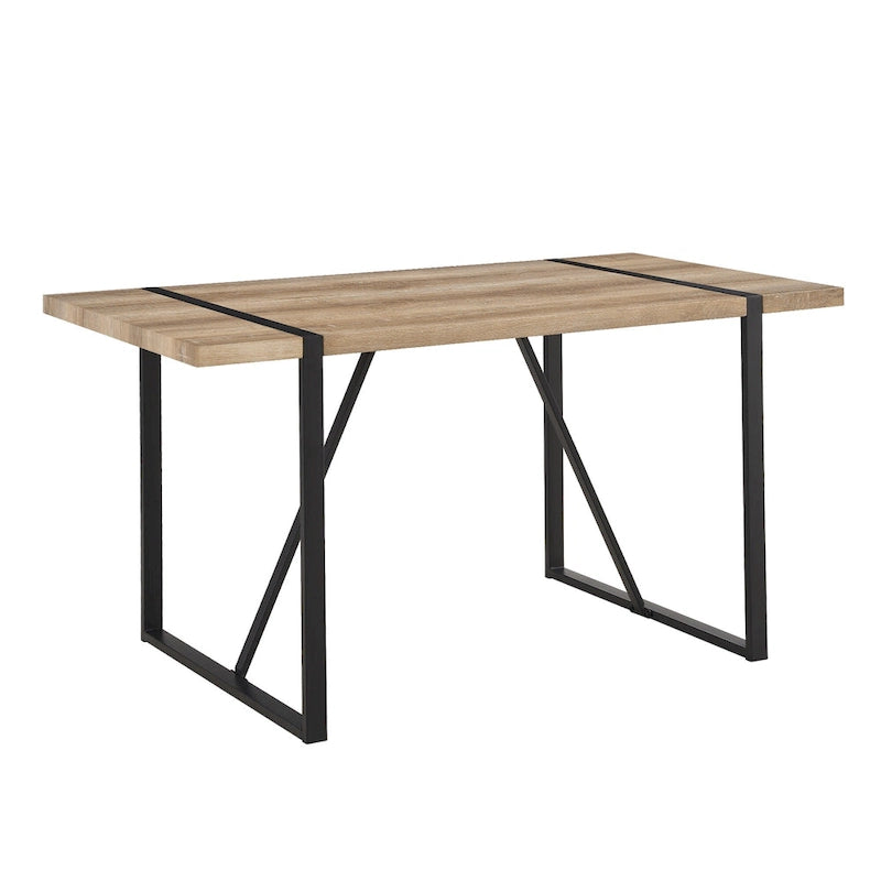 Mid Century Wooden Kitchen Table Set Small Apartment Dining Table and Chair Sets with Metal Base and Legs for Kitchen