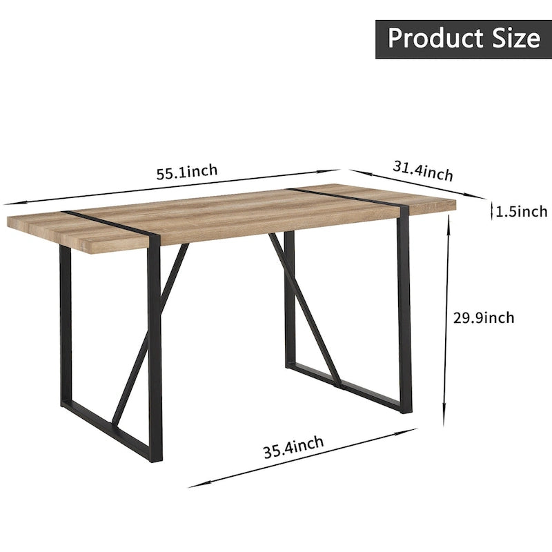 Mid Century Wooden Kitchen Table Set Small Apartment Dining Table and Chair Sets with Metal Base and Legs for Kitchen
