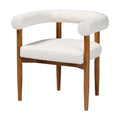 Boucle Dining Chair - Modern Upholstered Accent Armchair, Cream, Minimalist Design