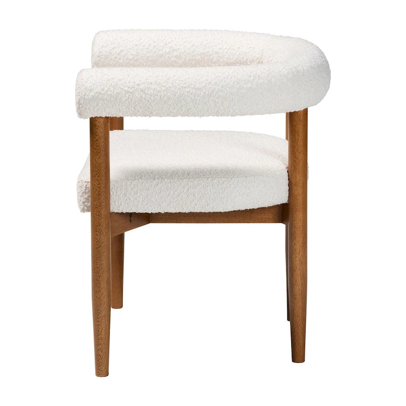 Boucle Dining Chair - Modern Upholstered Accent Armchair, Cream, Minimalist Design