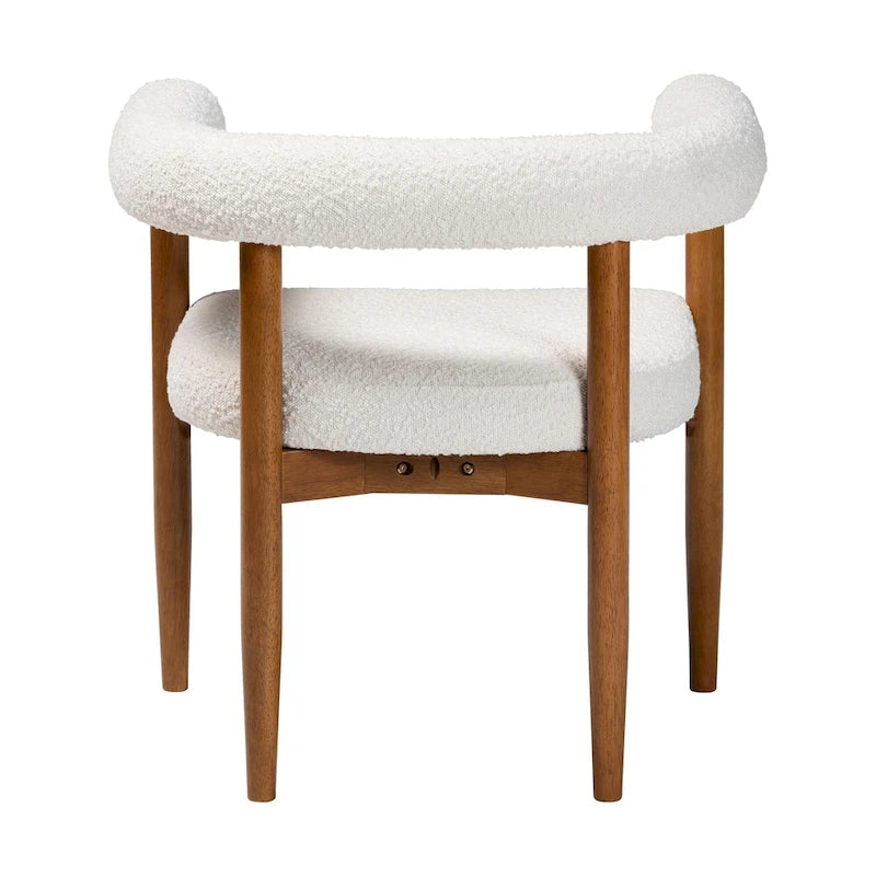 Boucle Dining Chair - Modern Upholstered Accent Armchair, Cream, Minimalist Design