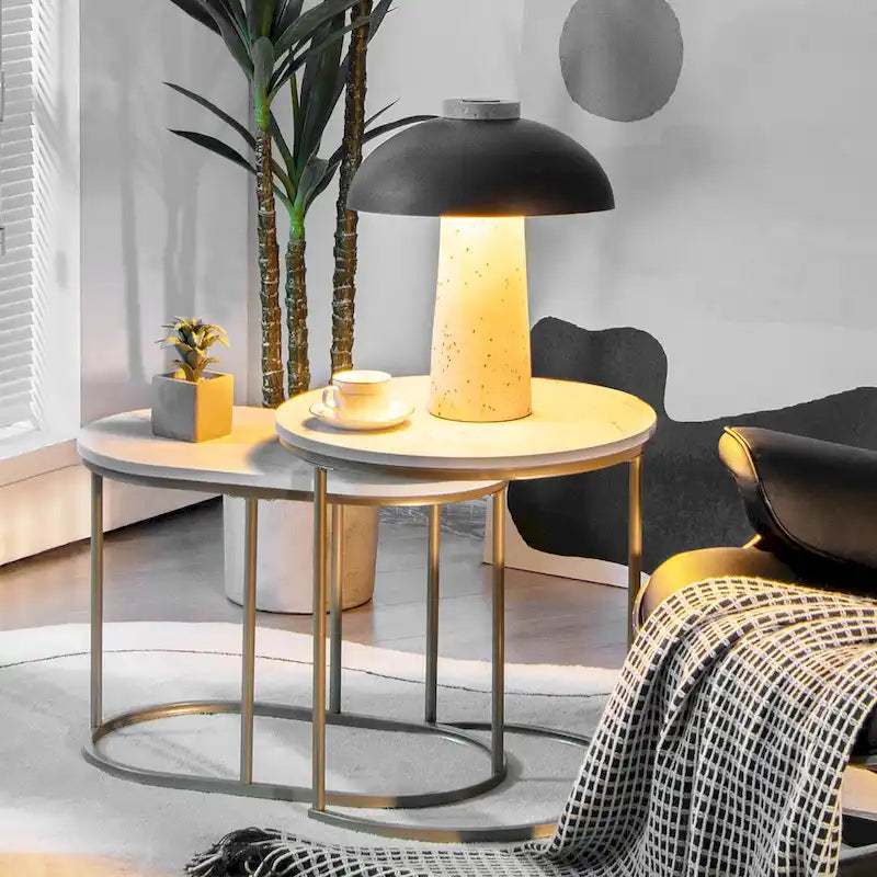 Nesting Coffee Table Modern Set of 2 Marble Coffee Side Table