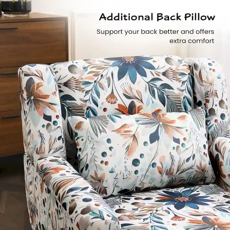 Floral Print Accent Chair, Upholstered Reading Arm Chair For Living Room Bedroom With Adjustable Sturdy Metal Legs
