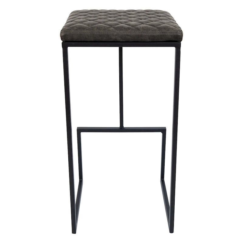 Modern Leather Quilted Counter Height Barstool with Upholstered Square Seats & Footrest for Home Bar & Kitchen Counters