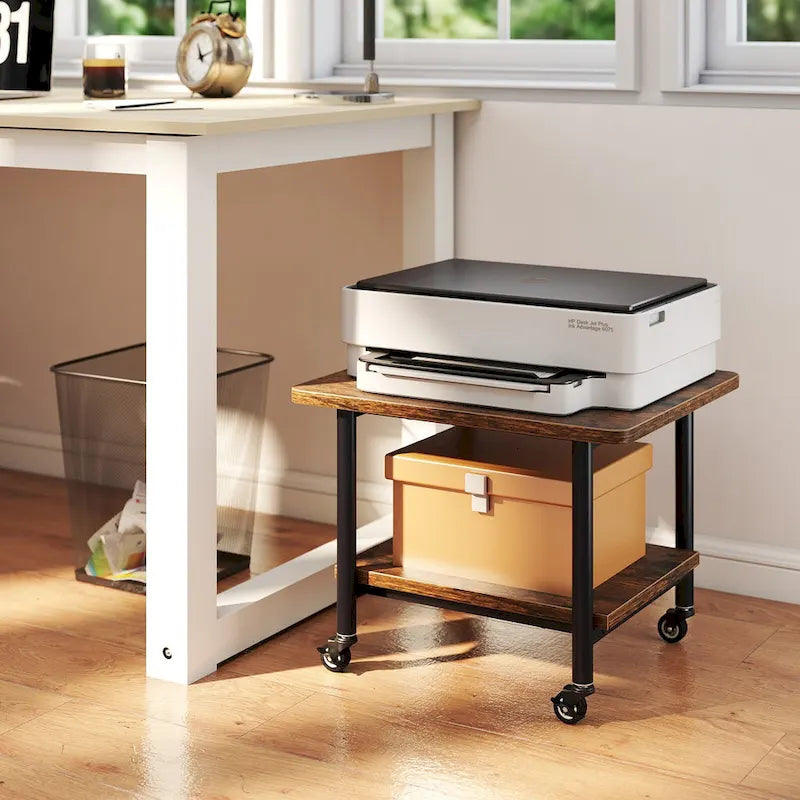 Under Desk Printer Stand 2-Tier Mobile Printer Table w/ Storage - See Details