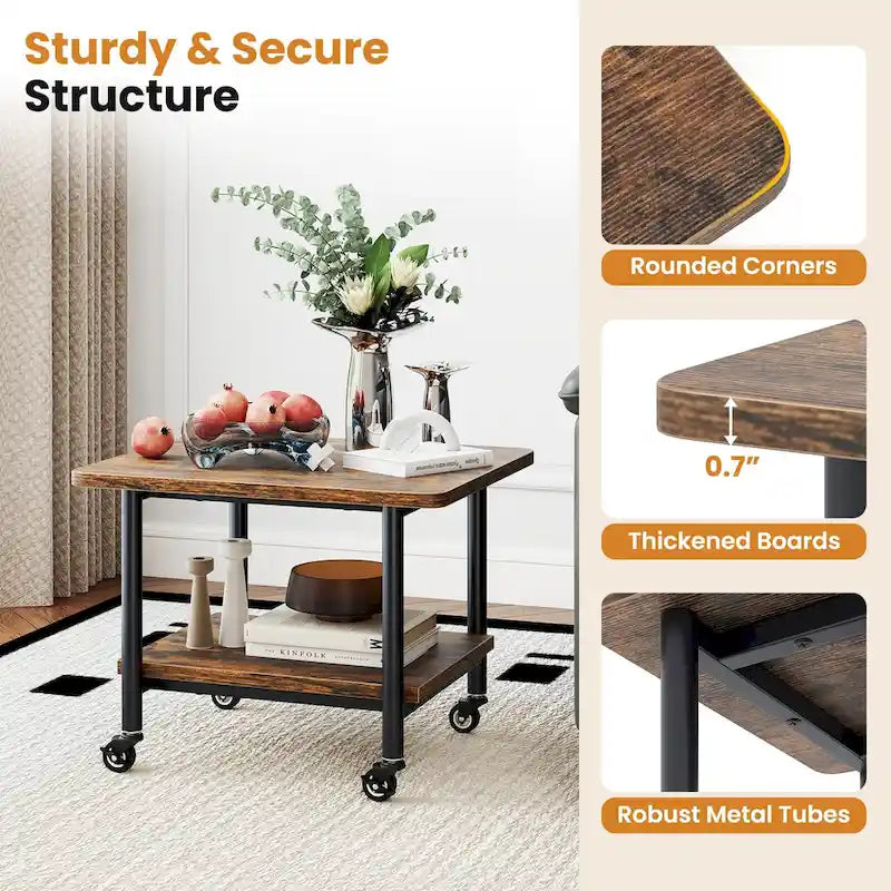 Under Desk Printer Stand 2-Tier Mobile Printer Table w/ Storage - See Details