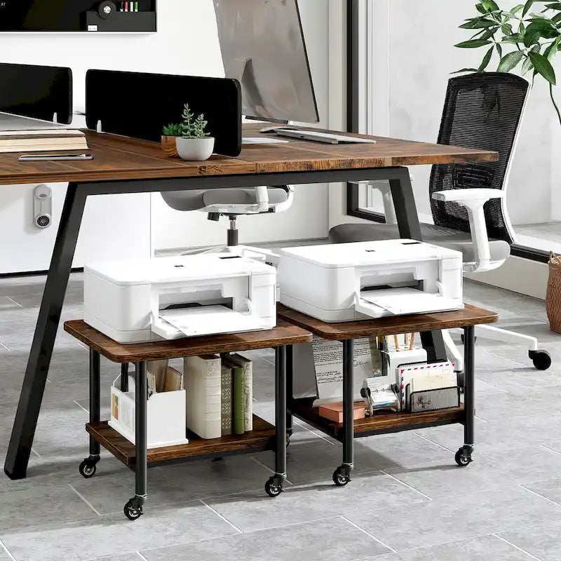 Under Desk Printer Stand 2-Tier Mobile Printer Table w/ Storage - See Details
