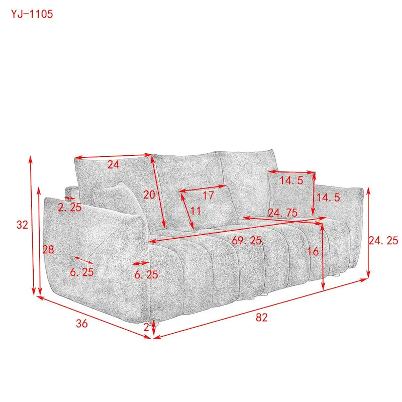 Green Teddy 3-seater Sofa with Back Pillows and Wood Frame