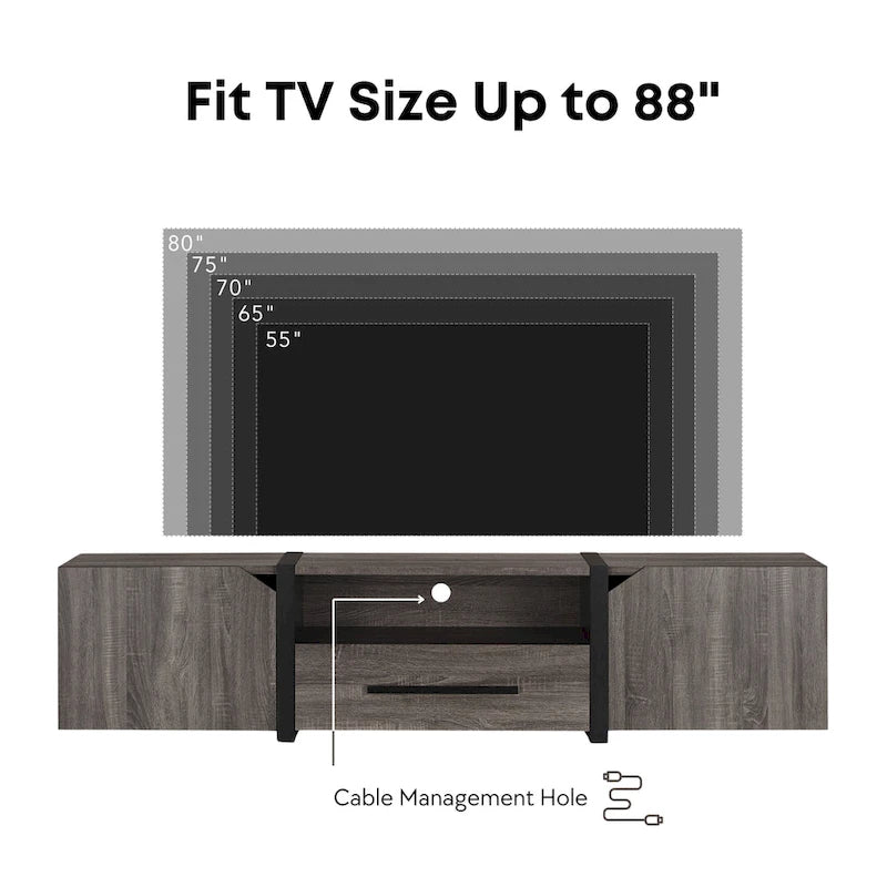 81-inch 5-Shelf Multi-functional Storage TV Console