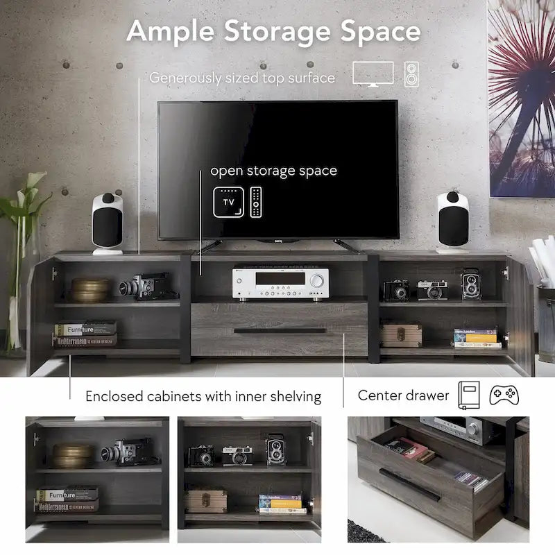 81-inch 5-Shelf Multi-functional Storage TV Console