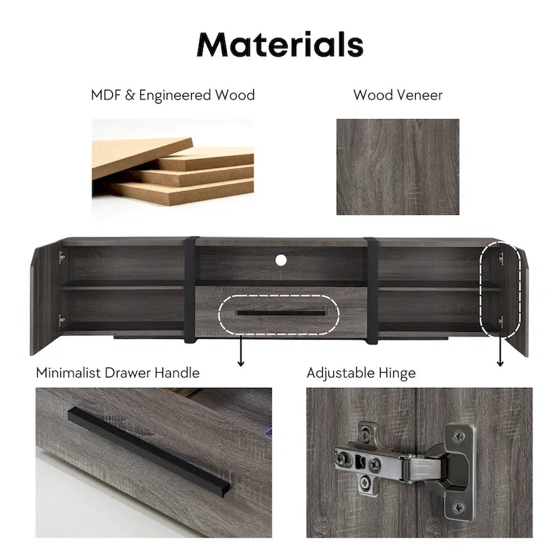 81-inch 5-Shelf Multi-functional Storage TV Console