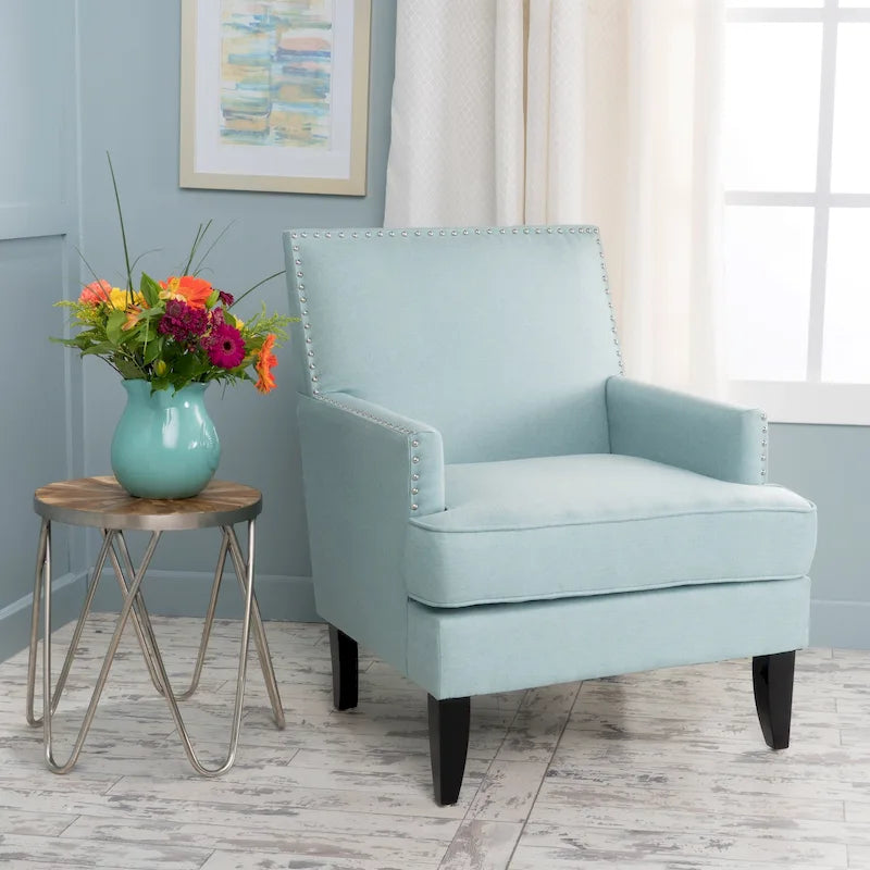 Studded Fabric Club Chair