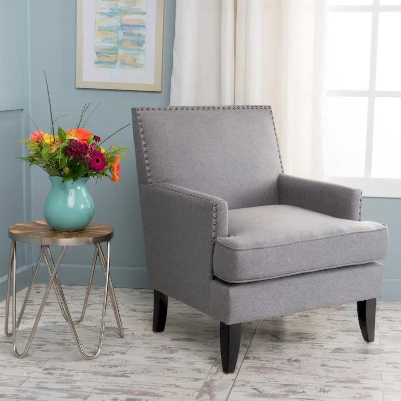 Studded Fabric Club Chair