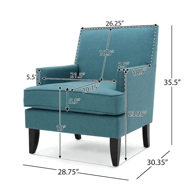 Studded Fabric Club Chair