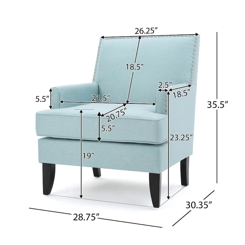 Studded Fabric Club Chair