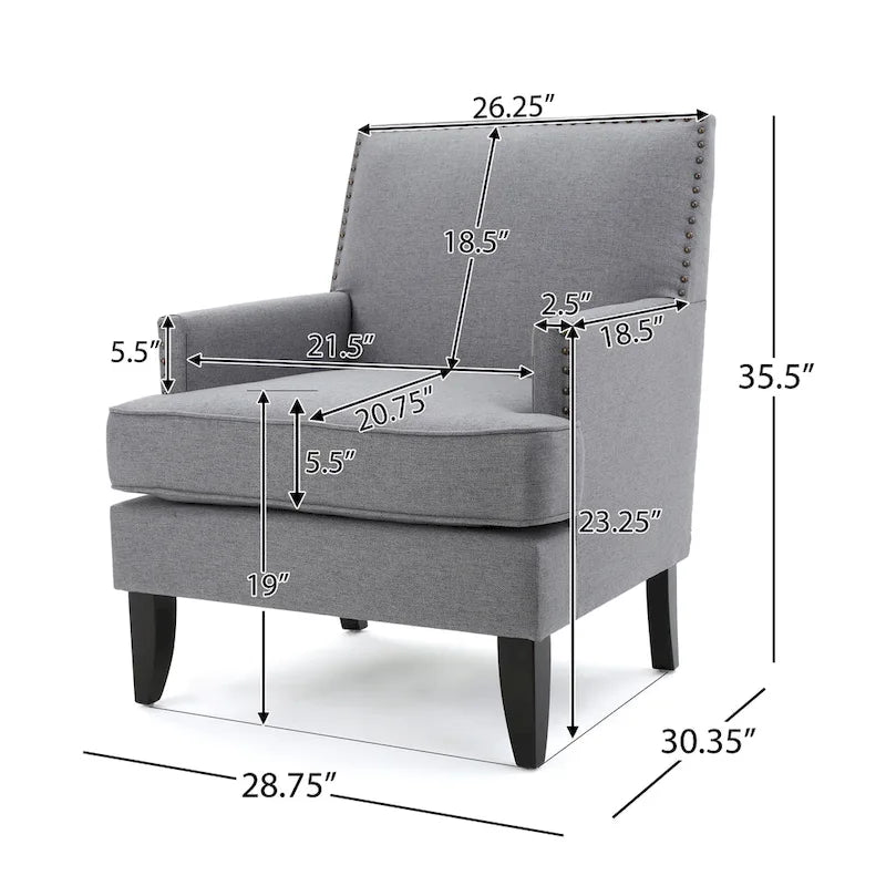 Studded Fabric Club Chair
