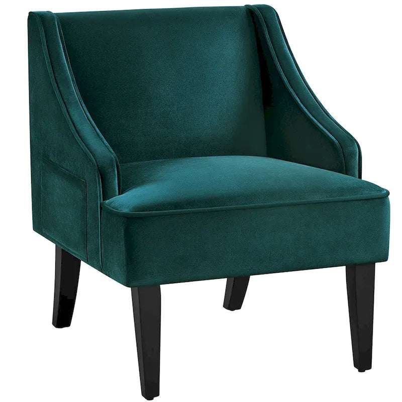 Modern Velvet Fabric Accent Chair with Rubber wood Legs
