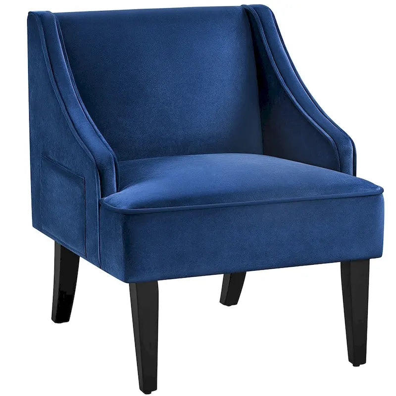 Modern Velvet Fabric Accent Chair with Rubber wood Legs
