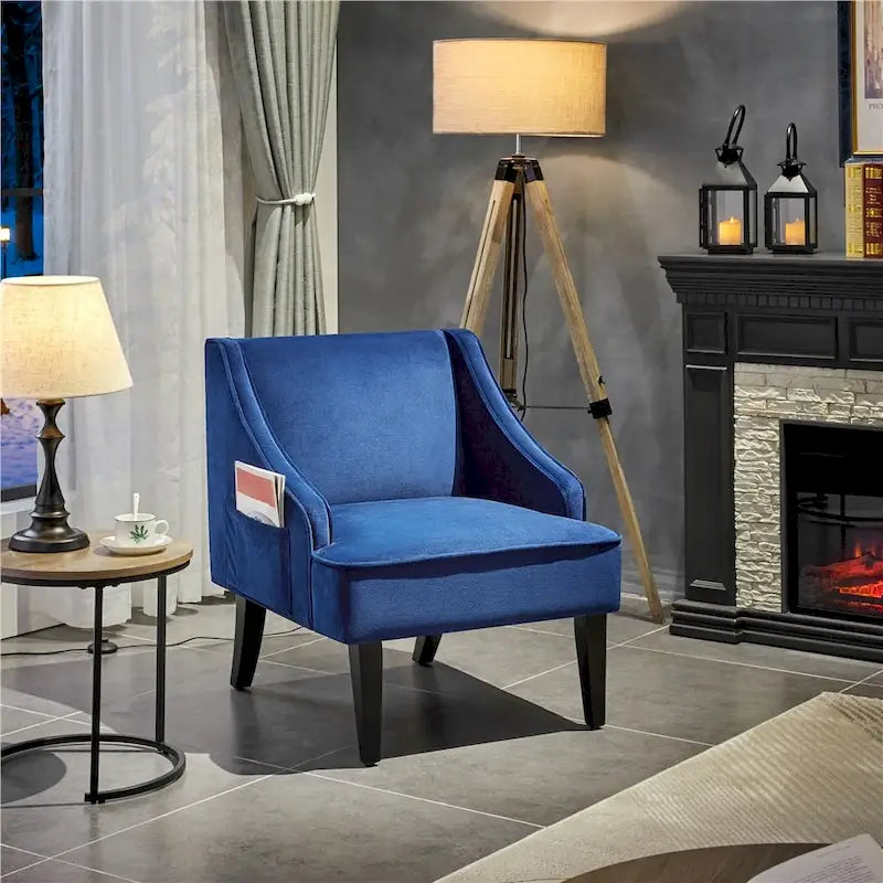 Modern Velvet Fabric Accent Chair with Rubber wood Legs