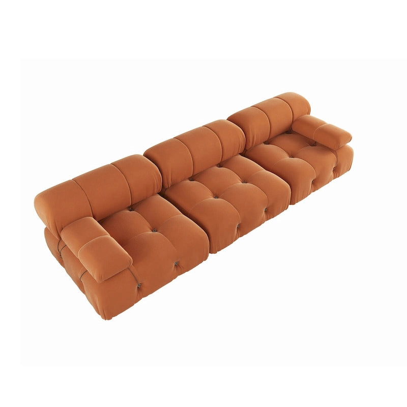 Velvet Sectional Sofa Reversible Modular Couch, Orange