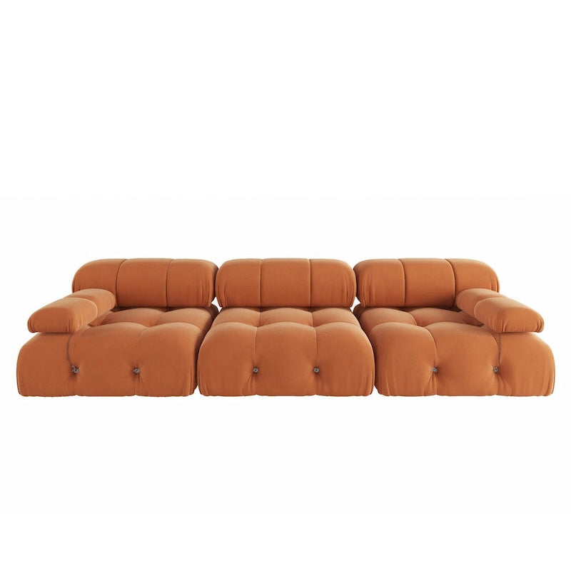 Velvet Sectional Sofa Reversible Modular Couch, Orange