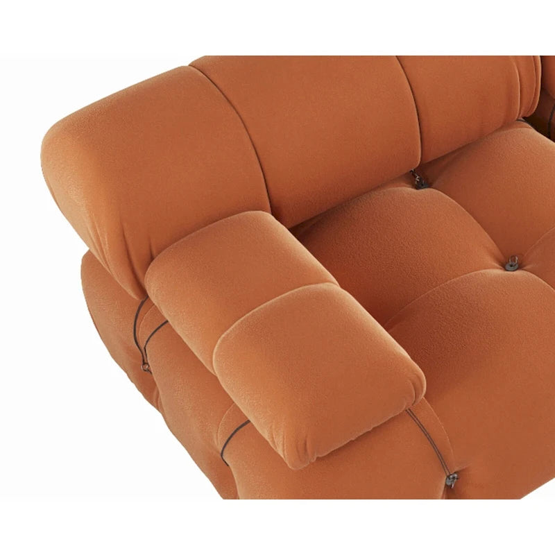 Velvet Sectional Sofa Reversible Modular Couch, Orange