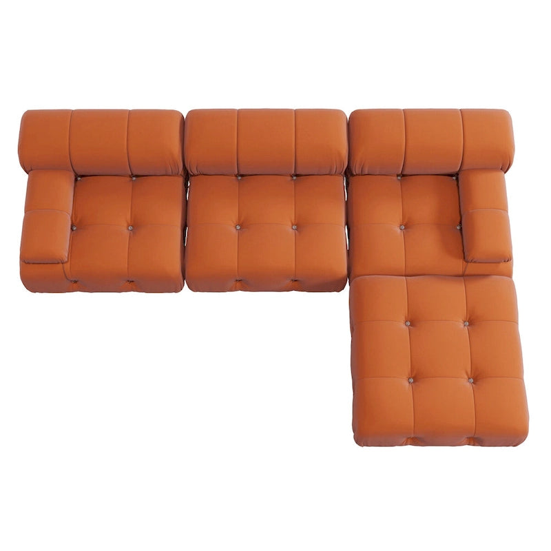 Velvet Sectional Sofa Reversible Modular Couch, Orange
