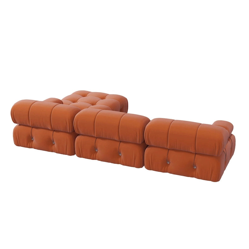 Velvet Sectional Sofa Reversible Modular Couch, Orange