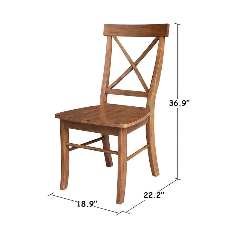 42 Solid Wood Dual Drop Leaf Table With 2 X-Back Chairs - 3 Piece Set
