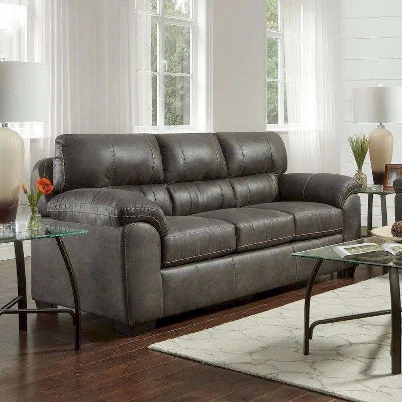 Contemporary Fabric Pillow-top Arm Sofa and Loveseat Set in Sequoia Ash