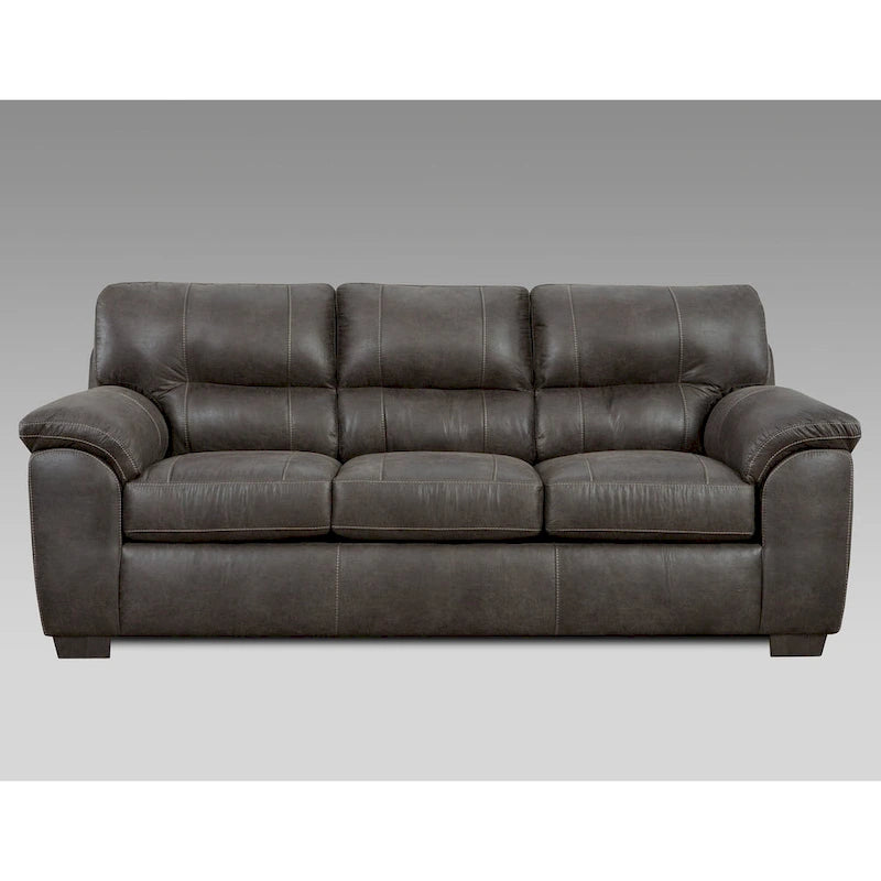 Contemporary Fabric Pillow-top Arm Sofa and Loveseat Set in Sequoia Ash