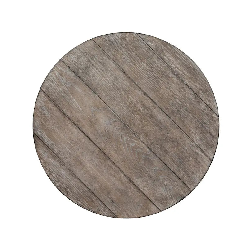 Heavy Distressed White with Gravel Round End Table