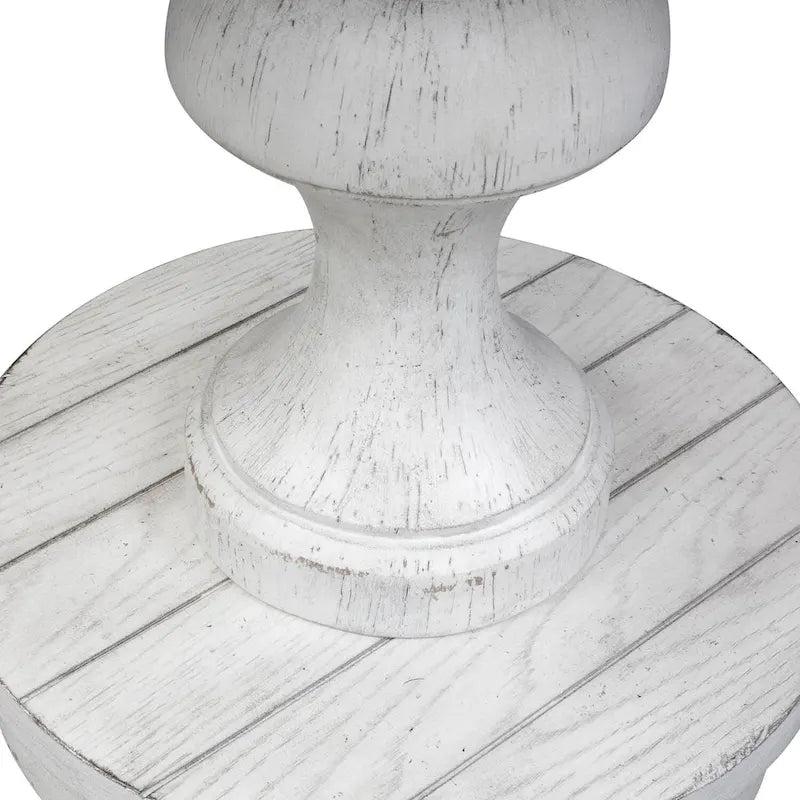 Heavy Distressed White with Gravel Round End Table