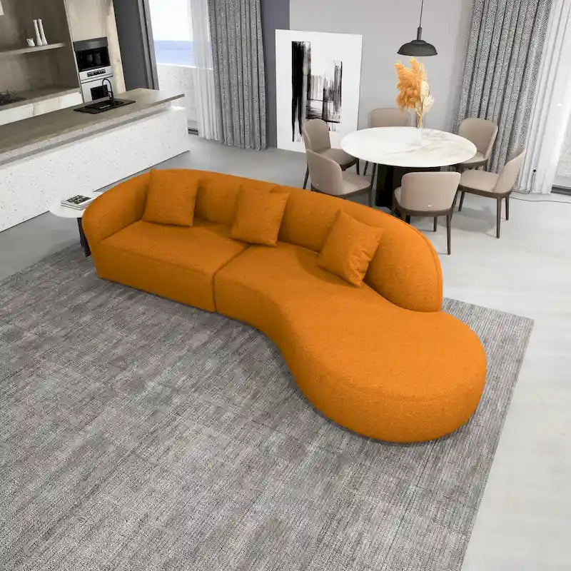 Style Luxury Modern French Boucle Curved Sofa