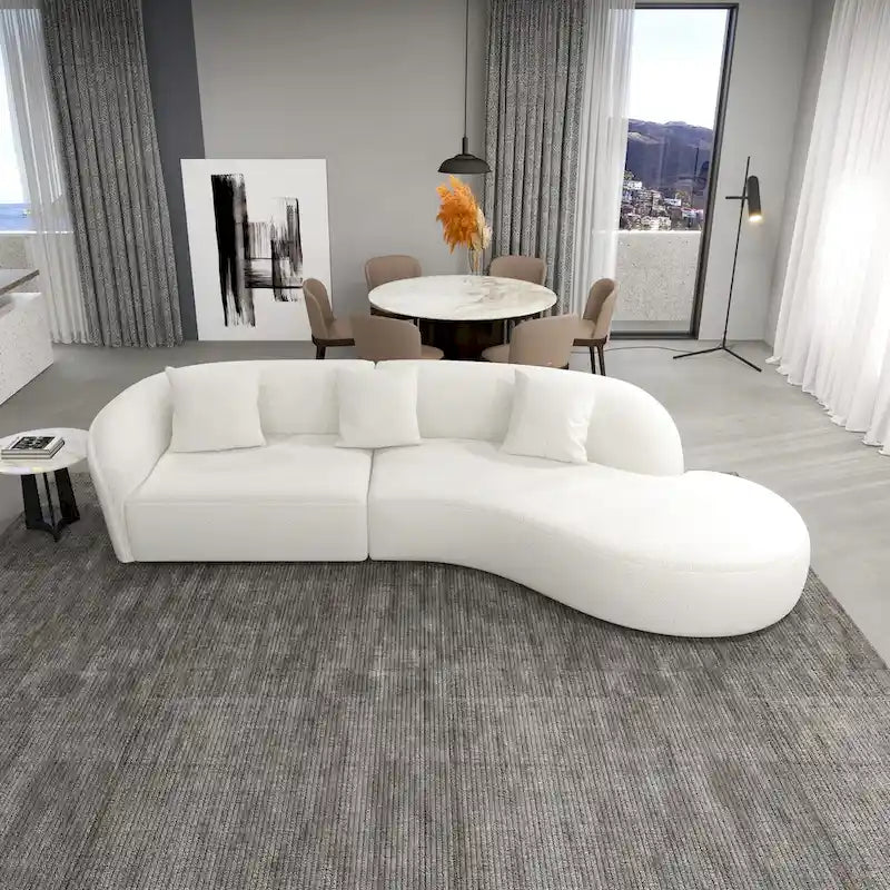 Style Luxury Modern French Boucle Curved Sofa