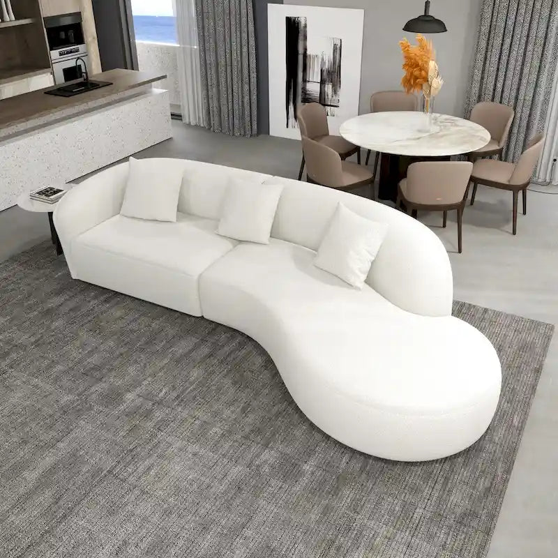 Style Luxury Modern French Boucle Curved Sofa