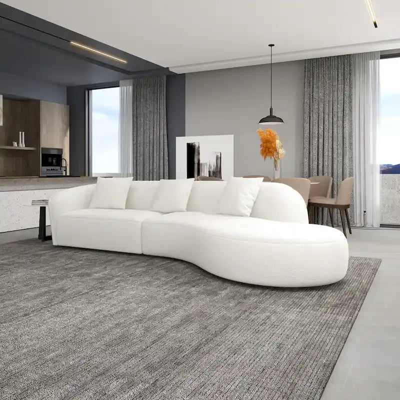 Style Luxury Modern French Boucle Curved Sofa