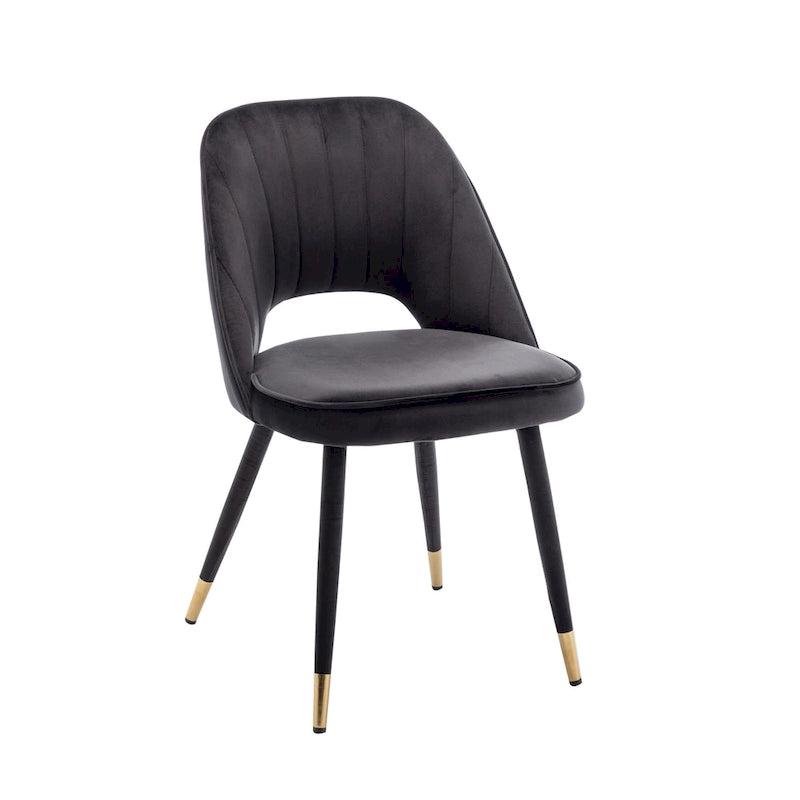 Velvet Dining Chairs with Gold Trim, Set of 2