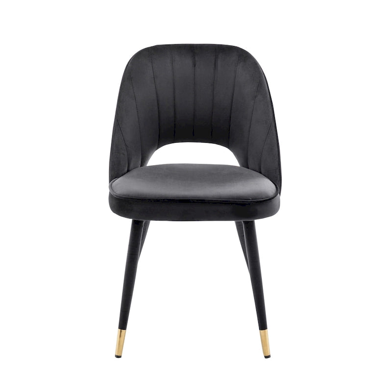 Velvet Dining Chairs with Gold Trim, Set of 2