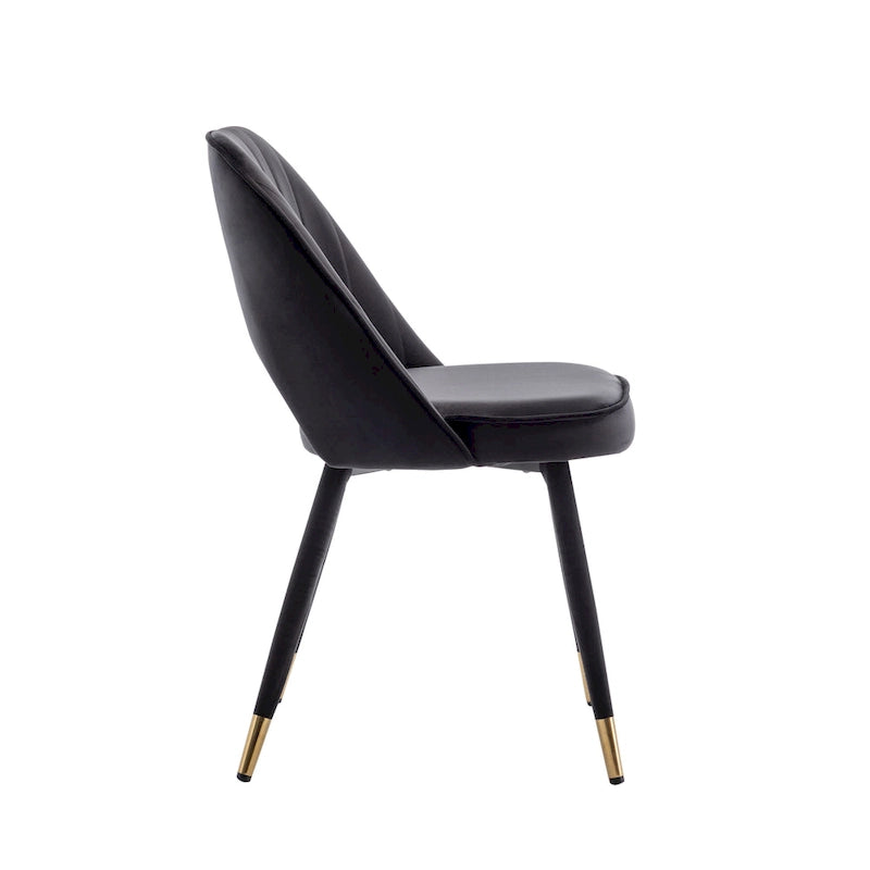 Velvet Dining Chairs with Gold Trim, Set of 2