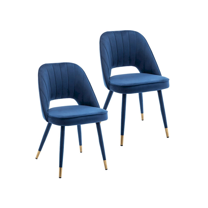 Velvet Dining Chairs with Gold Trim, Set of 2