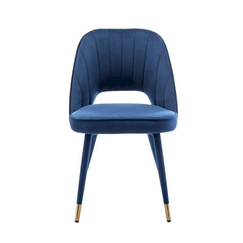 Velvet Dining Chairs with Gold Trim, Set of 2