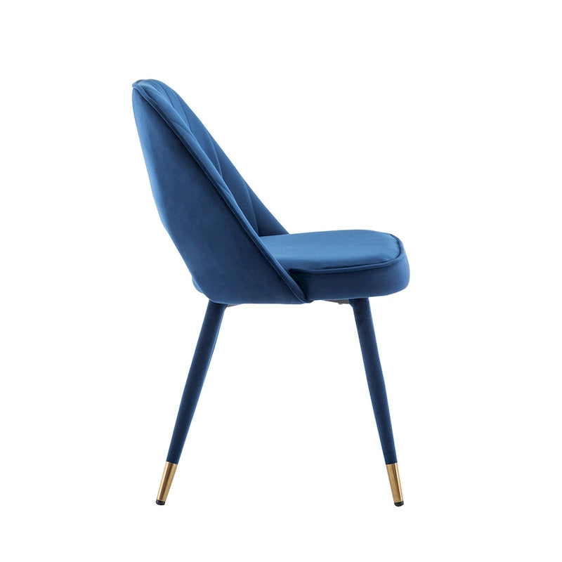 Velvet Dining Chairs with Gold Trim, Set of 2