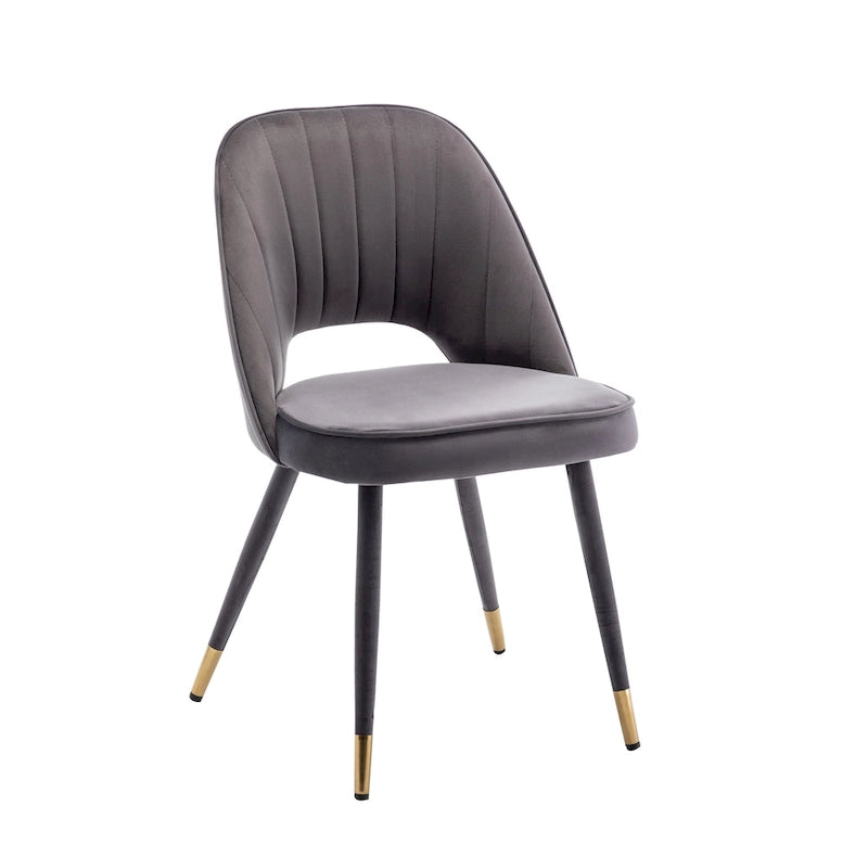 Velvet Dining Chairs with Gold Trim, Set of 2