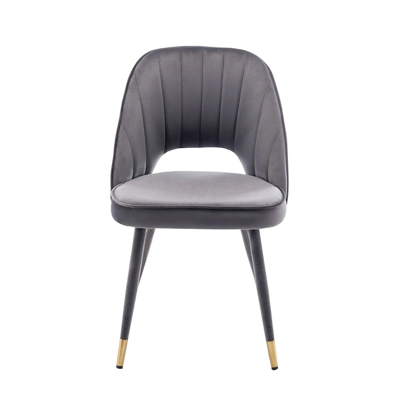 Velvet Dining Chairs with Gold Trim, Set of 2